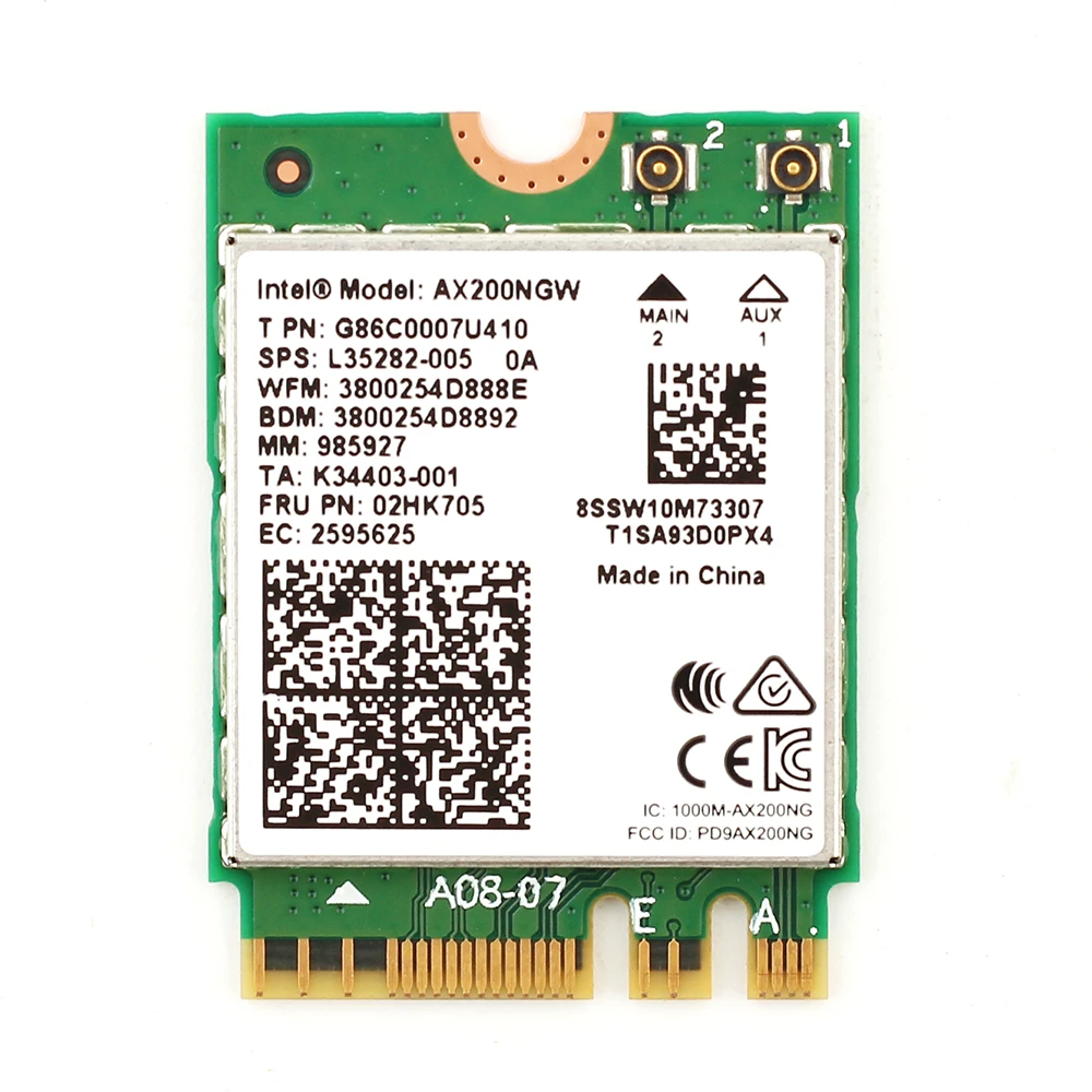 

3000Mbps Wifi 6 Intel AX200 PCIe Wireless Wifi Adapter For PC AX200NGW Wi-Fi Card 2.4G/5Ghz 802.11AX/AC Bluetooth 5.1 For PC