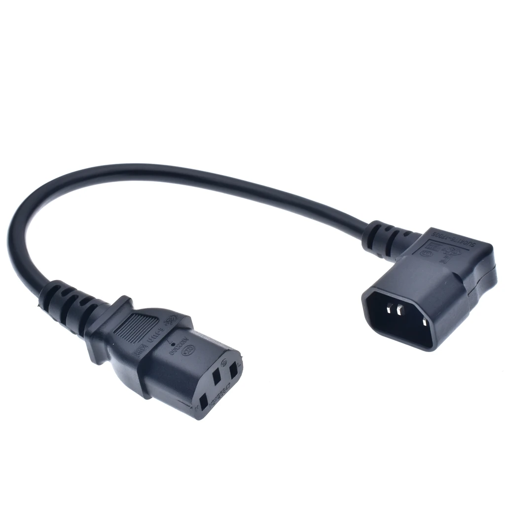 Правый Угловой IEC 320 C14 штекер C13 Женский Шнур угловой к удлинитель питания для PDU UPS