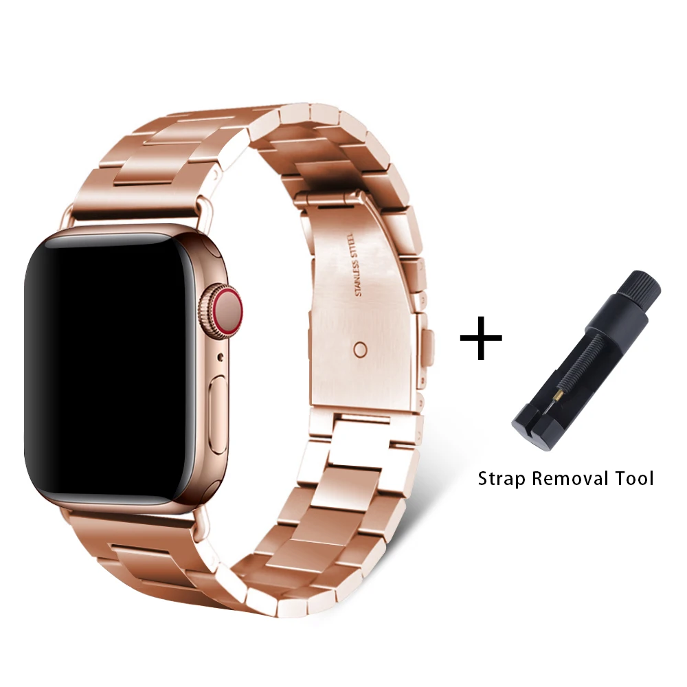 Rose gold Ремешок из нержавеющей стали для Apple Watch 42 мм серия 5 4 3 2 1 сменная классическая версия для iWatch ремешок 38 мм металлический ремень - Цвет ремешка: Rose gold