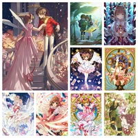 diamond art painting embroidery anime cardcaptor sakura wall picture of rhinestone magical girl cross stitch mosaic girls gift
