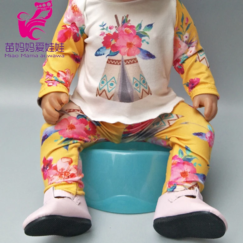 

Fits 43cm infant baby doll clothes pants soft pajamas doll dress for 18" girl doll long sleeve shirt and pants