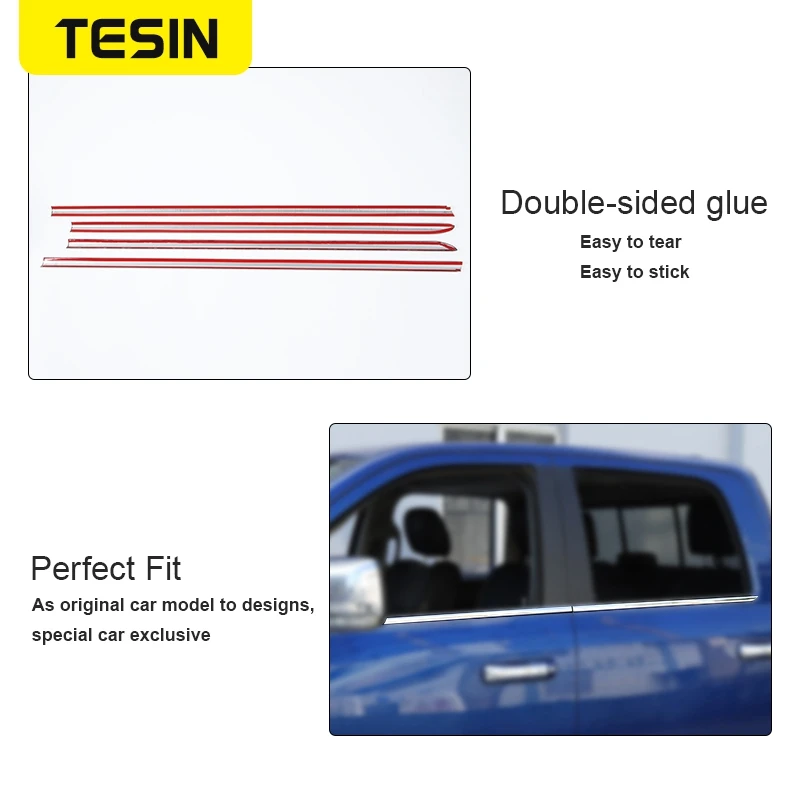 Декоративные Хромированные полосы TESIN из нержавеющей стали для окон автомобиля