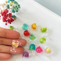10pcsbag wine goblet resin charms pendants cute fruit lemon drink cup charms ornament fit earrings diy jewelry accessory craft