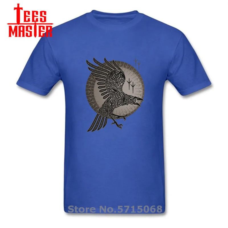 HQ Винтаж Viking RAGNAR RAVEN Футболка мужская старый Норс руны баннер с птицами Летний