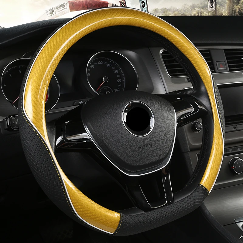 Цвет: желтый D-образный чехол на руль из углеродного волокна для VW GOLF 7 POLO JATTA Suzuki Swift Nissan Rogue - Название цвета: Цвет: желтый