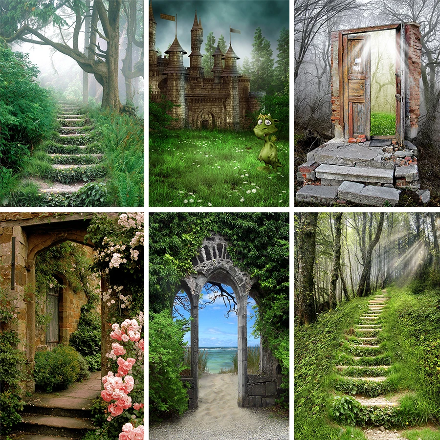 

Nitree Gothic Castle Fairy Tale Arch Forest Fantasy Dream Landscape Scenes Backdrop Photo Studio Photography Background Vinyl