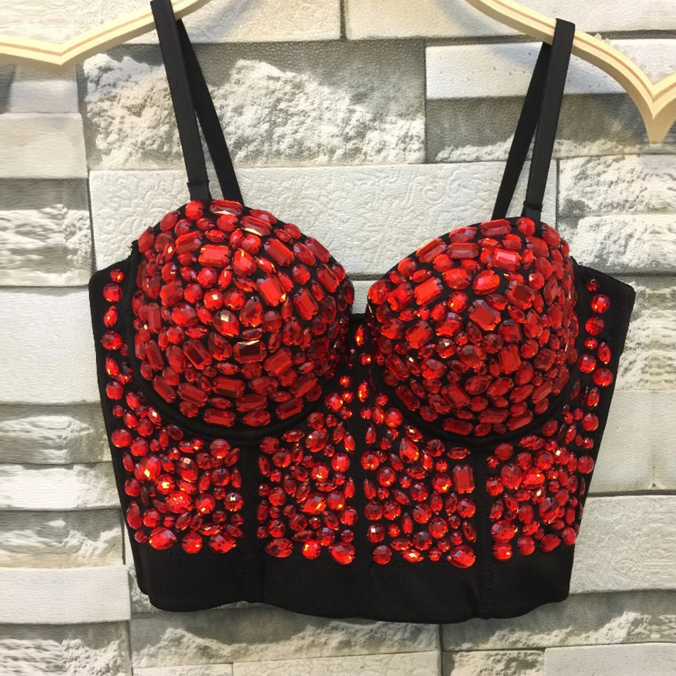 Женский укороченный топ Seamyla черно красный на тонких бретельках вечерние Клубные