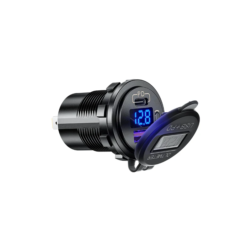 

DIY 36W Fast PD Power Delivery Type-C Car Charger QC 3.0 Quick Charge 3.0 ON/OFF Switch Voltmeter for Motorcycle Marine Boat