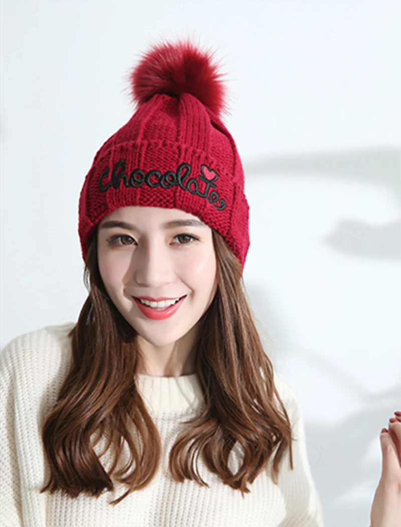 Модная зимняя шапка шарф Набор для женщин теплая бини девочек кольцо помпоны