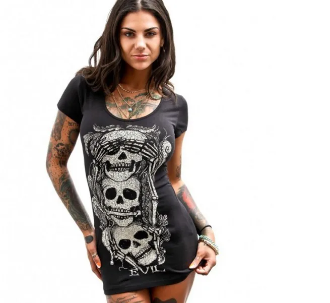 

Женское облегающее мини-платье с коротким рукавом, круглым вырезом и принтом черепа, короткие летние платья в уличном стиле панк-жилет, 2021