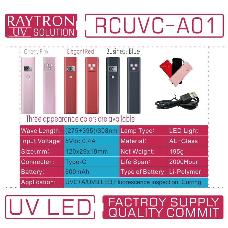 

Hot Sell Free Shipping Portable 275nm 405nm and 308nm Smart Timing LCD Chargeable UV LED Flashlight