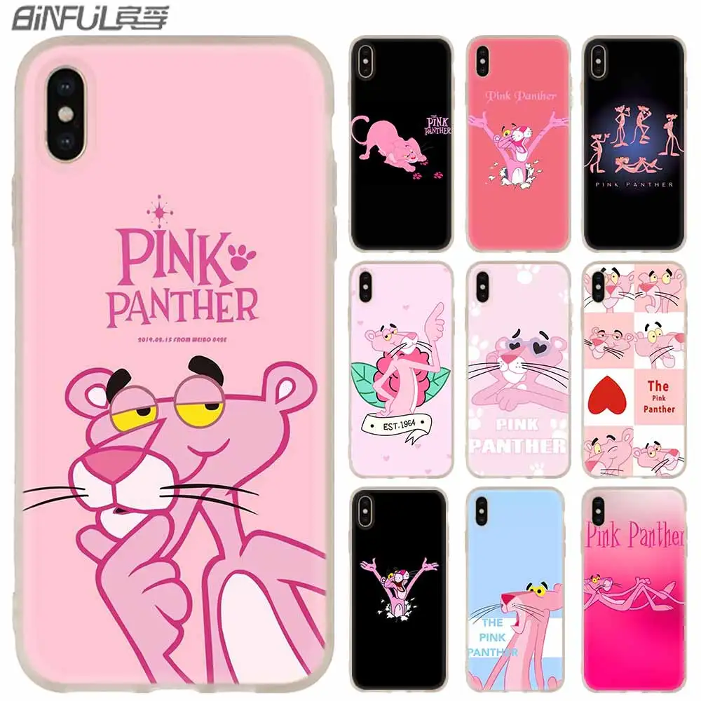 

Lovely Pink Panther Silicone Soft Phone Coque Case For iPhone 13 12 11 Pro X XS Max XR 6 6S 7 8 Plus Mini SE 2020