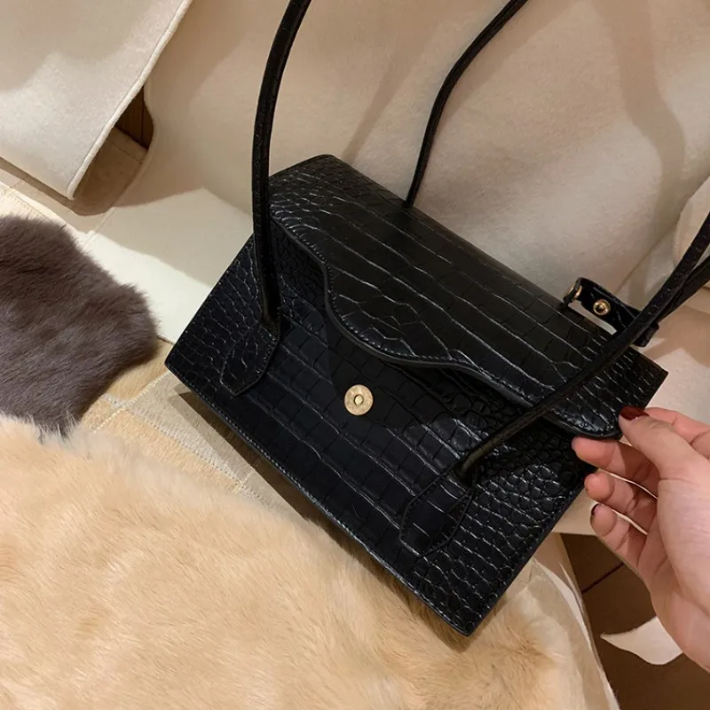 

Vintage Crocodile Pattern Bags Women Brand Ladies PU Leather Handbag Elegant OL Black/Brown Shoulder Tote Bags Handtassen Dames