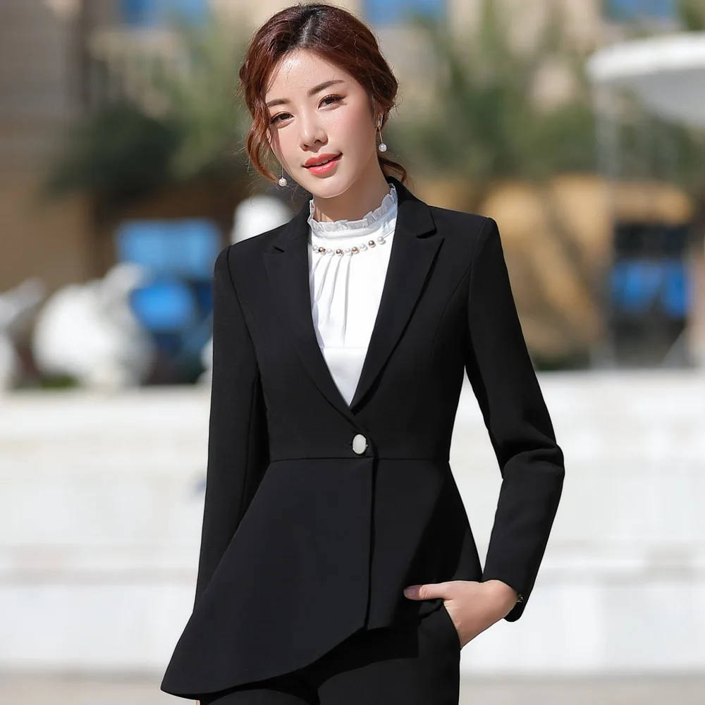 Офисный костюм для женщин костюмы с юбкой ассиметричная куртка комплект