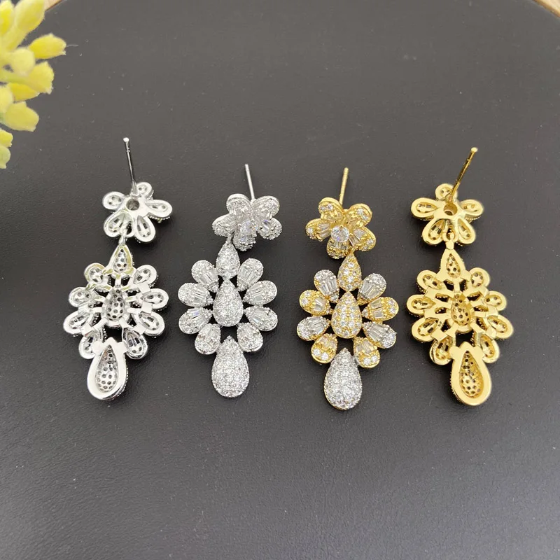 

Vanifin Fashion Jewelry Set Elegant Artistic Flower Micro Pave Necklace with Earrings for Women Wedding Banquet Party Best Gifts