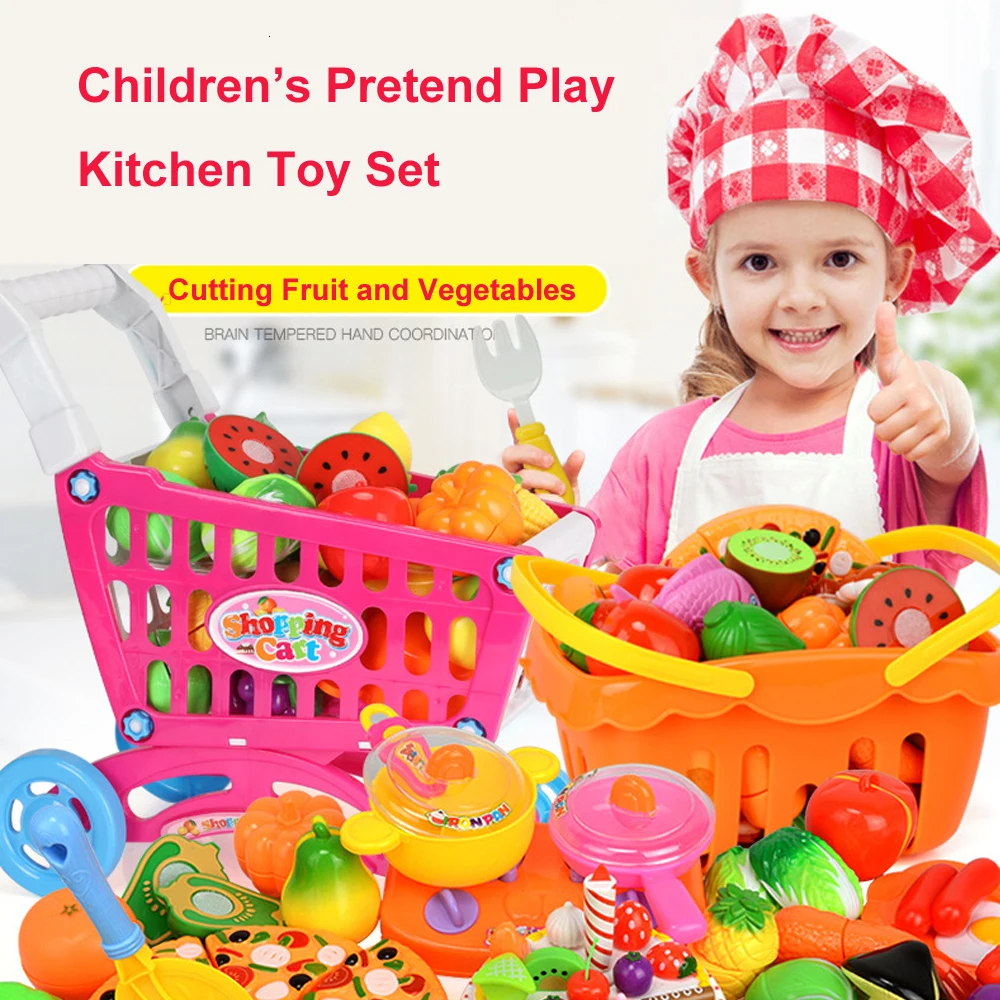 

12-60pcs Pretend Play Kitchen Food Cake Toys Cutting Fruit Vegetable Simulation Kitchen Cooking Toys for Children Gifts