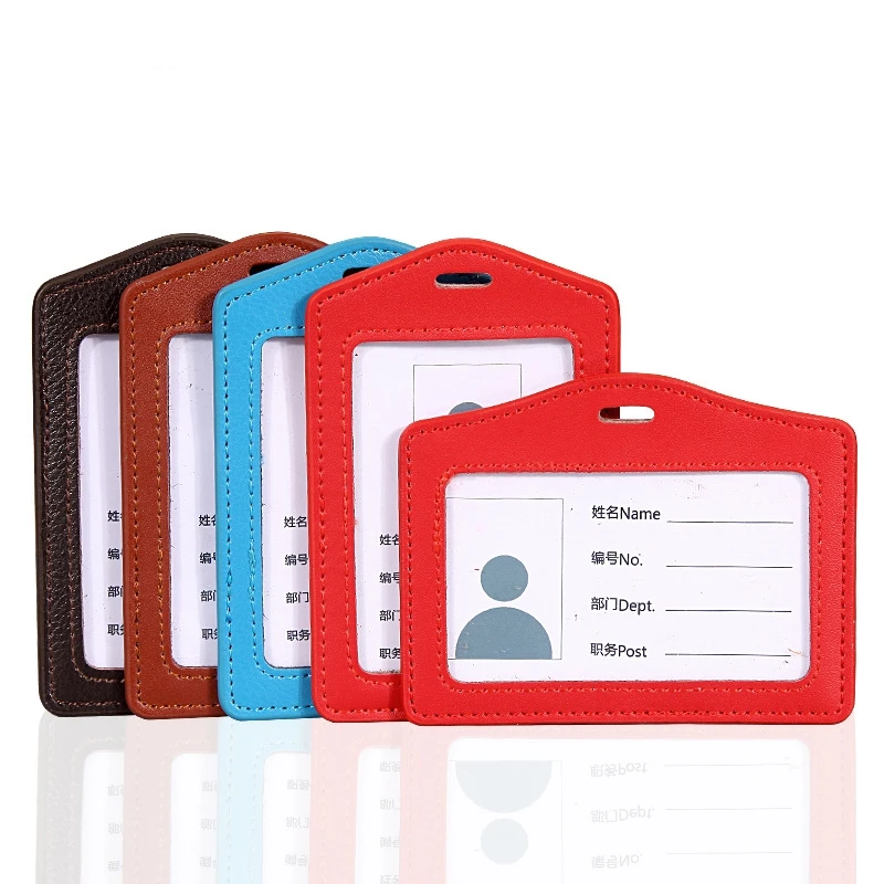 

Genuine Leather Business Credit Card Holder Cover Men Women Bank Card Bus Student ID Work ID Name Holders Bags with Clip Hot