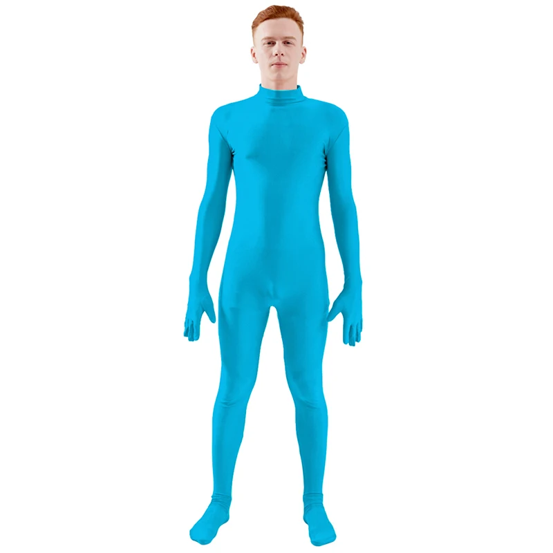 Blue Ensnovo, мужской костюм из лайкры и спандекса, водолазка, костюм для йоги, Одежда для танцев, цельный костюм на заказ, костюм для костюмированной вечеринки - Цвет: Blue