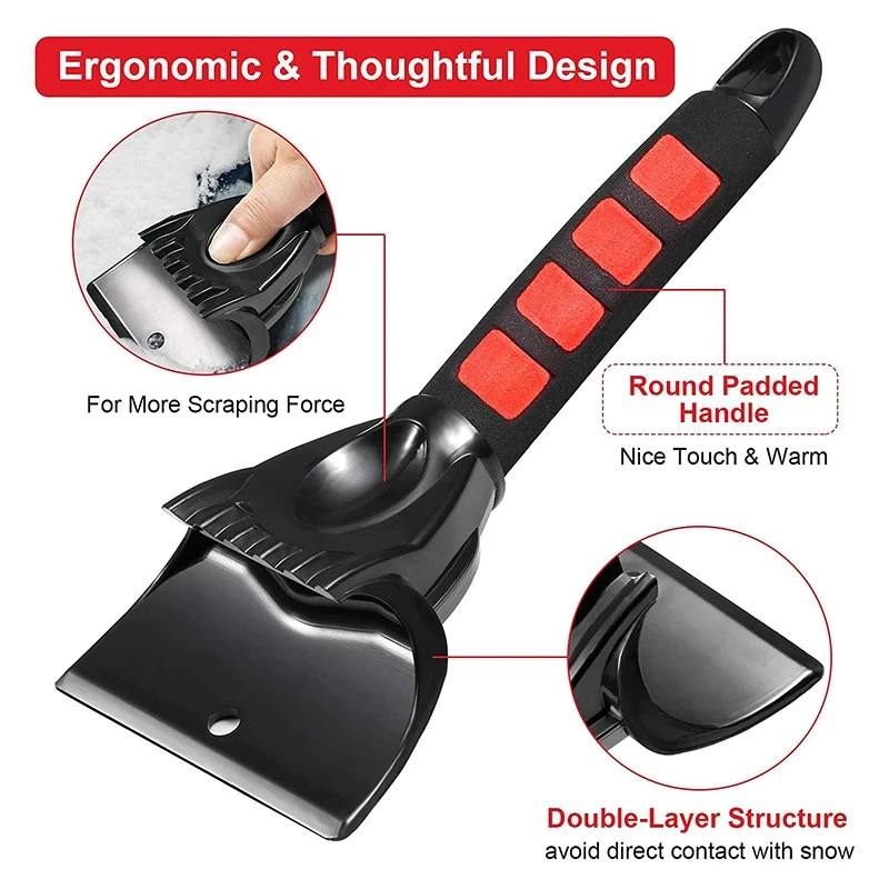 

Ice Scraper Snow Frost Ice Removal Tool,Snow Ice Brush,Sturdy,Foam Grip,Compact Size,for Car Auto SUV Truck