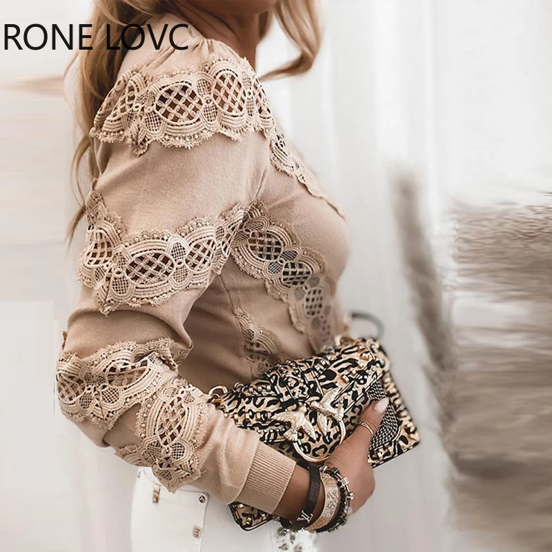 Женский однотонный топ с кружевной оборкой ажурный Повседневный Топ длинным