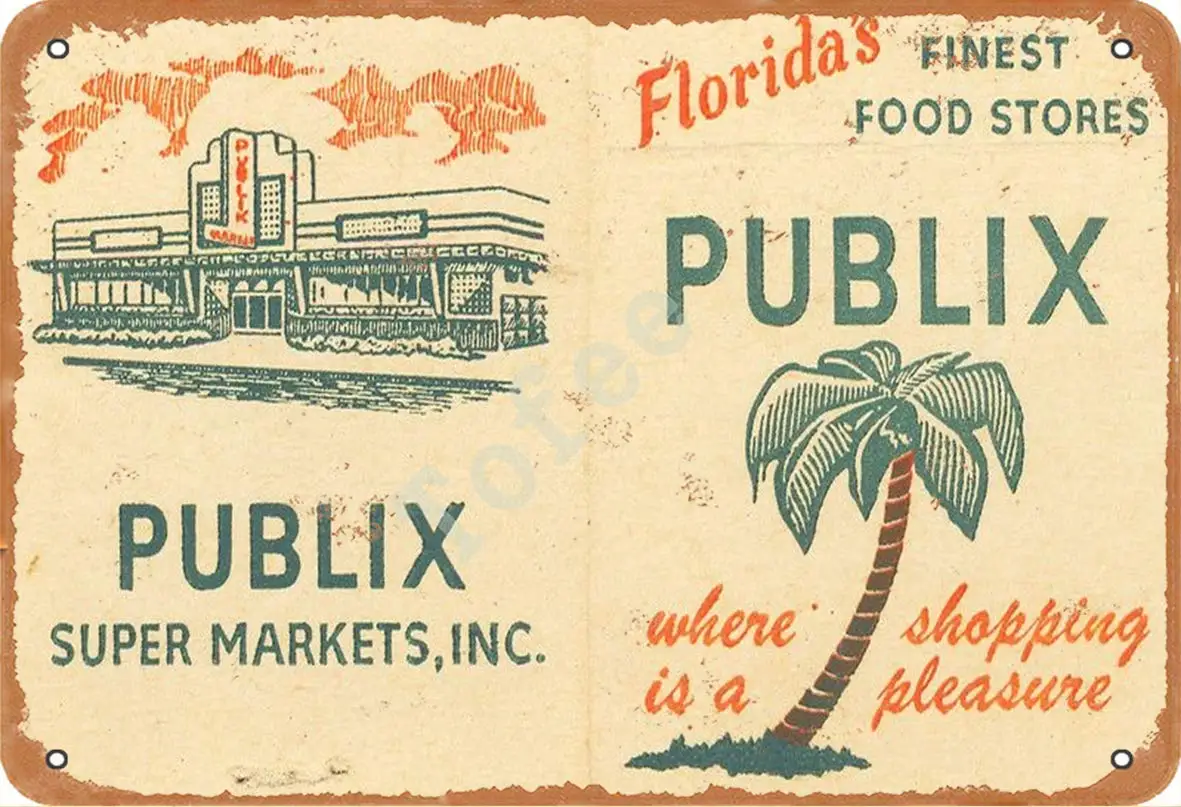 

SLALL Publix Super Markets Retro Street Sign Household Metal Tin Sign Bar Cafe Car Motorcycle Garage Decoration