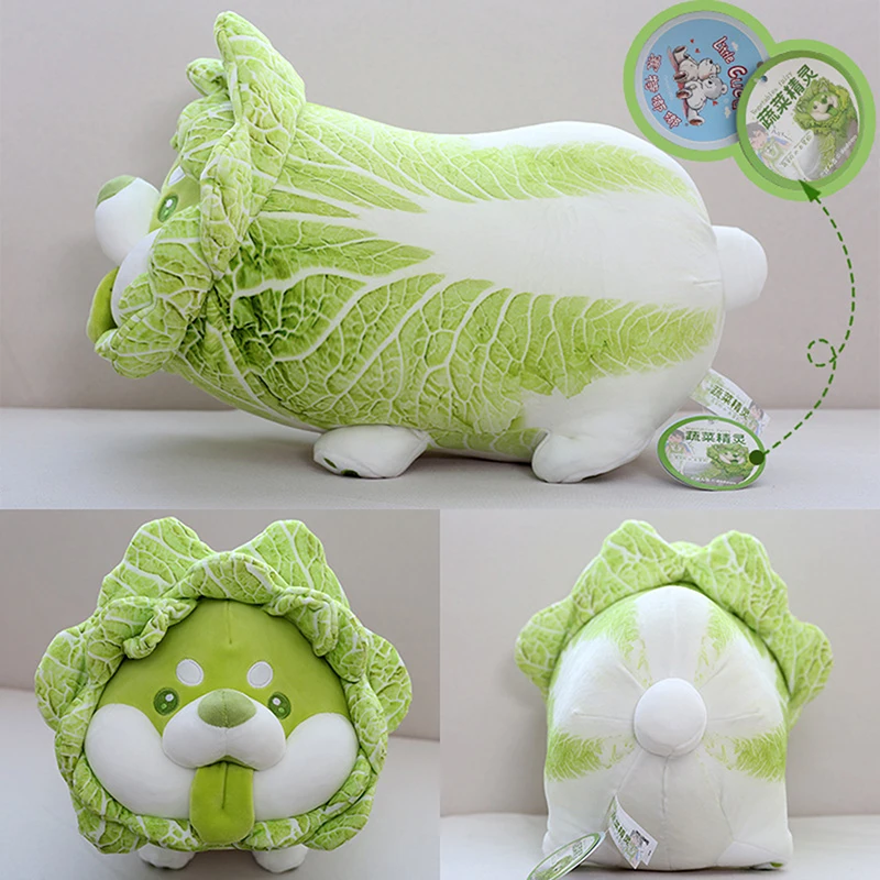 

Cute Vegetable Fairy Plush Toy Cabbage Dog Fluffy Stuffed Animals Dog Soft Doll Pillow Baby Kids Toys Gift