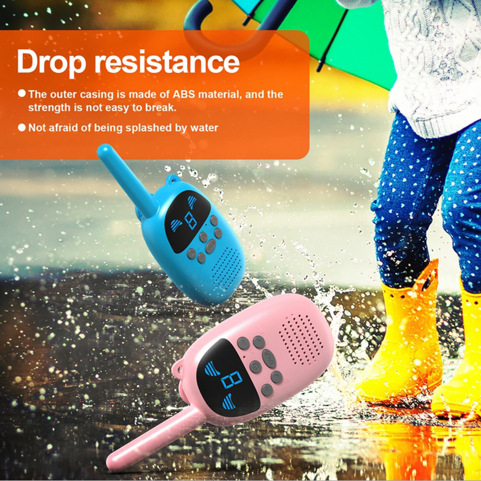 

2Pcs Walkie Talkie Kids Battery Operated 2 Way Radios Childrens Gifts Family Use