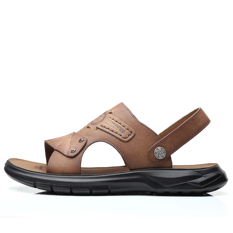 

AIYUQI Men's Sandals Summer 2021 New Real Leather Casual Beach Shoes Men Two-wear Fashion All-match Outdoor Slides Male