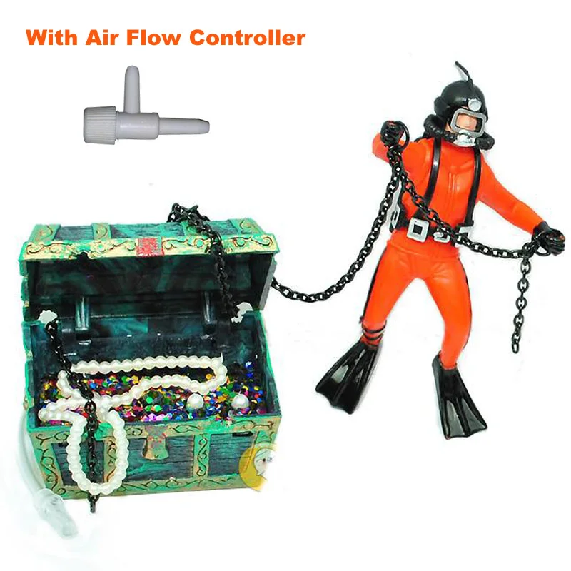 

Treasure Hunter Diver Action Figure with AIR FLOW CONTROLLER for Aquarium Fish Tank Decoration