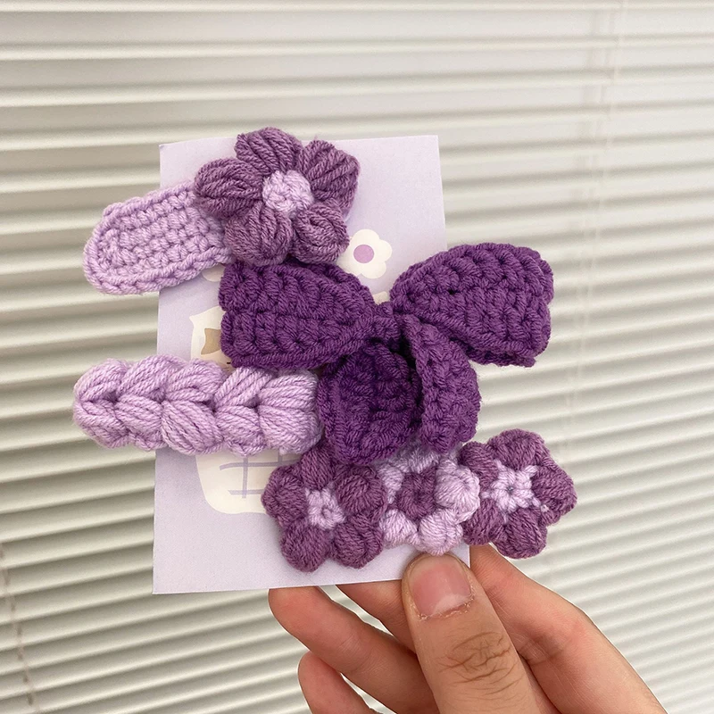

1 Set Spring Korea Simple Beautiful Knitted Bowknot Flower Hair Clip for Sweet Girl Child Hairpins Hair Accessories
