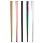 Японская китайская металлическая палочка из нержавеющей стали, разноцветные палочки для еды длиной 23 см, портативные многоразовые дорожные палочки для еды