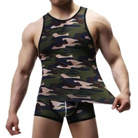 sexy men clothes set bodybuilding sleeveless vest sweatshirt sportswear top camouflage undershirt men tank top casual boxershort