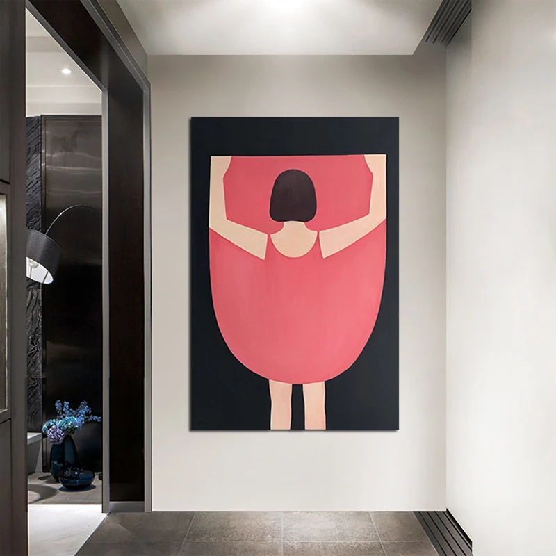 Милое розовое платье Танцовщица Холст Картина современная девушка стены