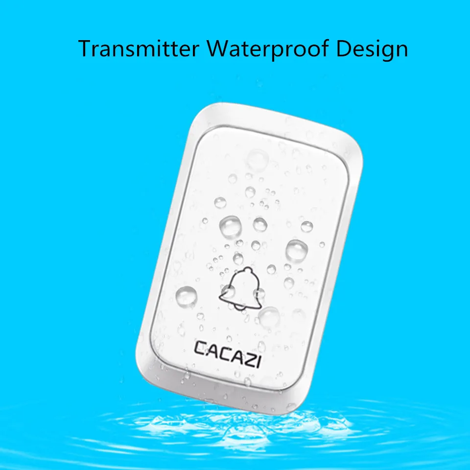 CACAZI Wireless Doorbell DC battery-operated 1 2 Button 3 Receiver 300M Remote Smart Waterproof Cordless 36 chimes |