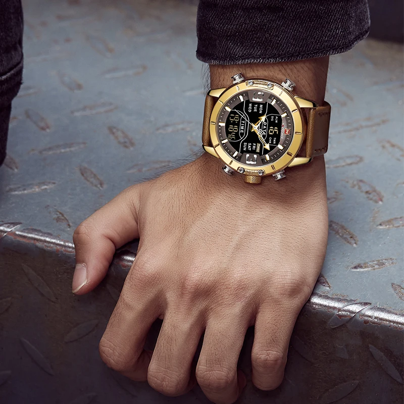 

Relogio NAVIFORCE Quartz Watch Men Luxury Brand Wristwatch Mens LED Digital Sport Waterproof Business Gold Watch Clock Man 2019