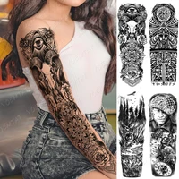 false hand shoulder tattoo sleeve body transfer tattoos dream dragon tribal totem compass maori skull tatto sleeve men women
