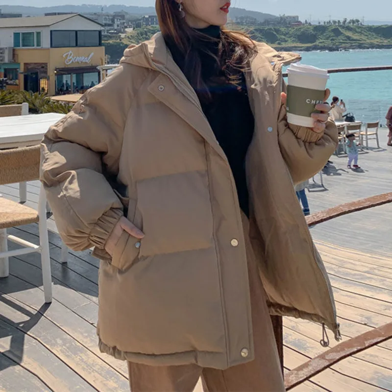 

2021 Short Winter Female Coat Puffer Warm Quilted Jacket Women Loose Fashion Parka Casacos Feminino Outerwear Snow Wear Ukraine