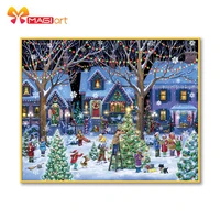 cross stitch kits embroidery needlework sets 11ct water soluble canvas patterns 14ct full merry christmas town ncmc116