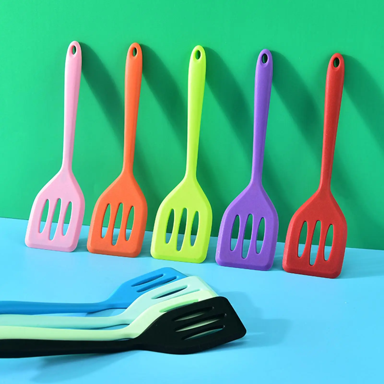 1Pc Silicone Slotted Turner Kitchen Cooking Tools Non-Stick Cooking Spatula Pancakes Frying Pan Shovel Silicone Cooking Utensils