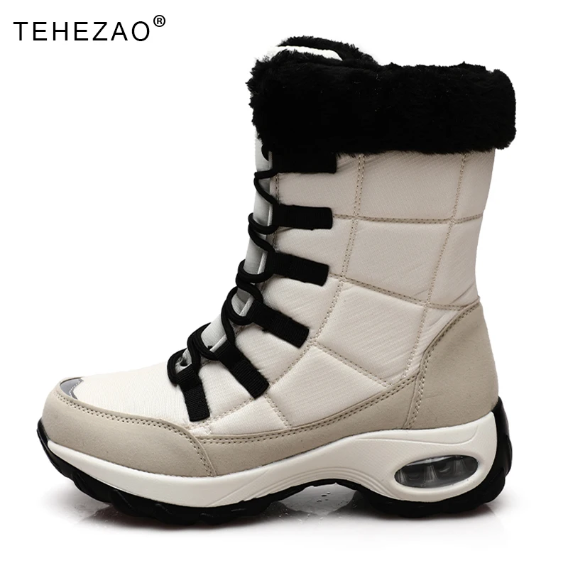 

Женские зимние Бархатные походные ботинки с высоким верхом, на толстой нескользящей воздушной подушке