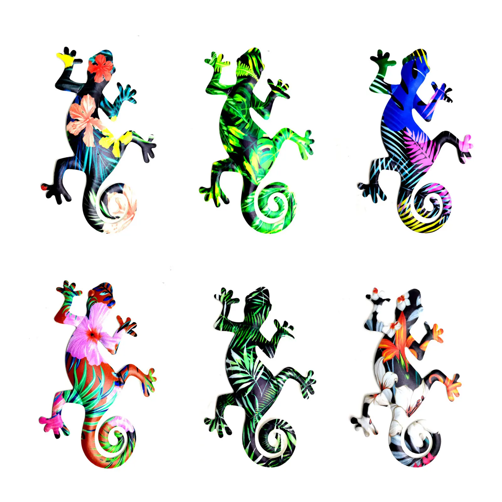 

6PCS Iron Gecko Wall Art Decoration Simulation Small Metal Gecko Lizard Sculptures Outdoor Home Garden Fence Ornaments