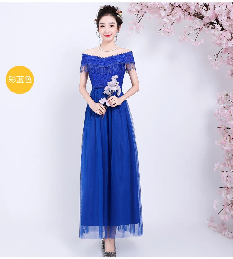 Винтажное платье подружки невесты Королевского синего цвета элегантное женское