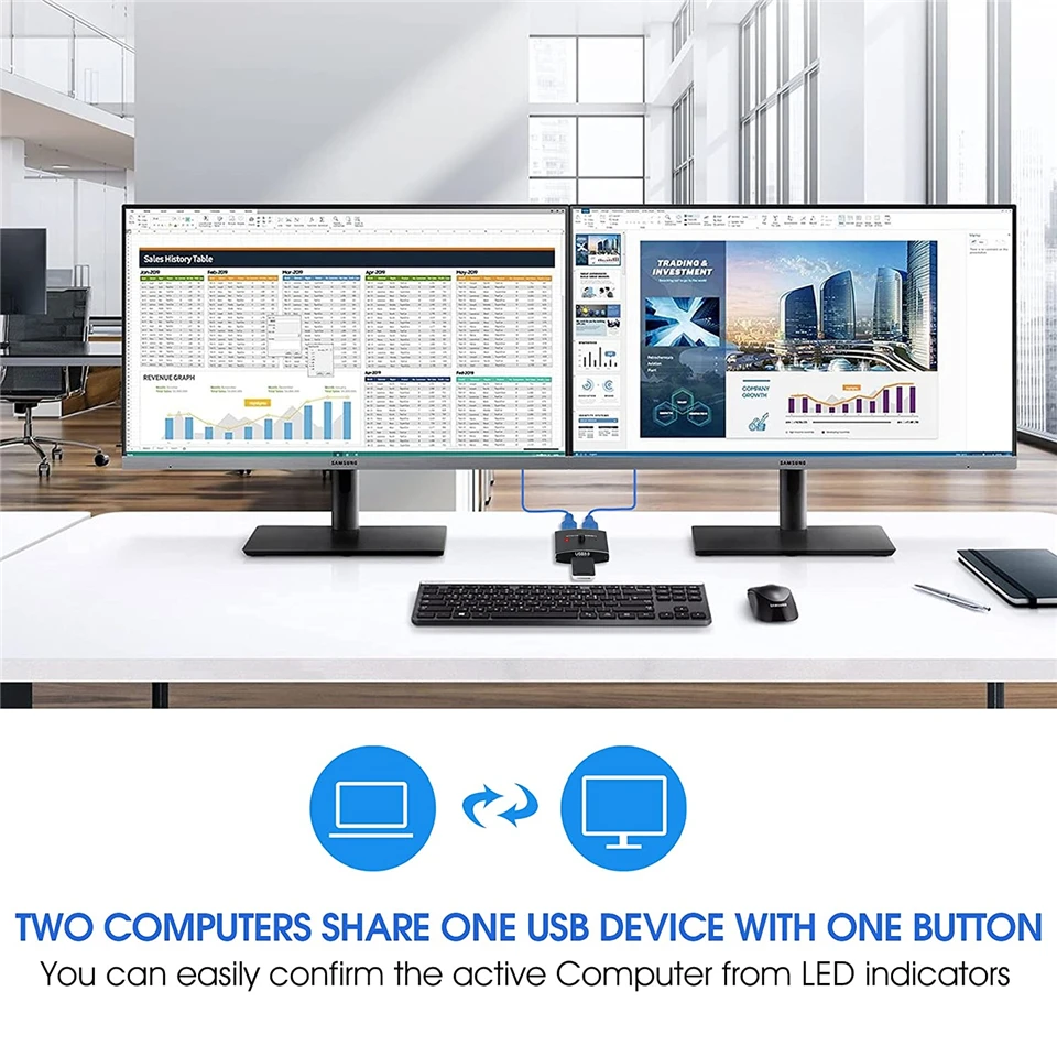 2021 usb 3 0 switch 2 pc usb switch selector usb bi directional switcher box usb sharing switch 2 computers for keyboard mouse free global shipping