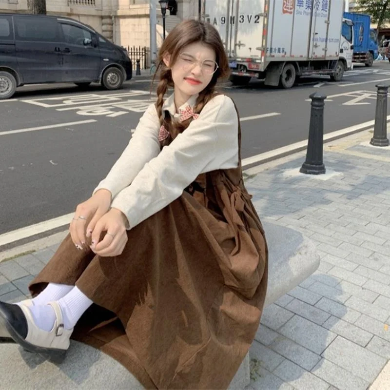 Женское осеннее платье без рукавов новинка милое ретро-платье средней длины