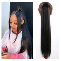 24 inch clip in magic paste wrap around ponytail hairpiece clip in ponytail extension wrap around long straight pony tail hair