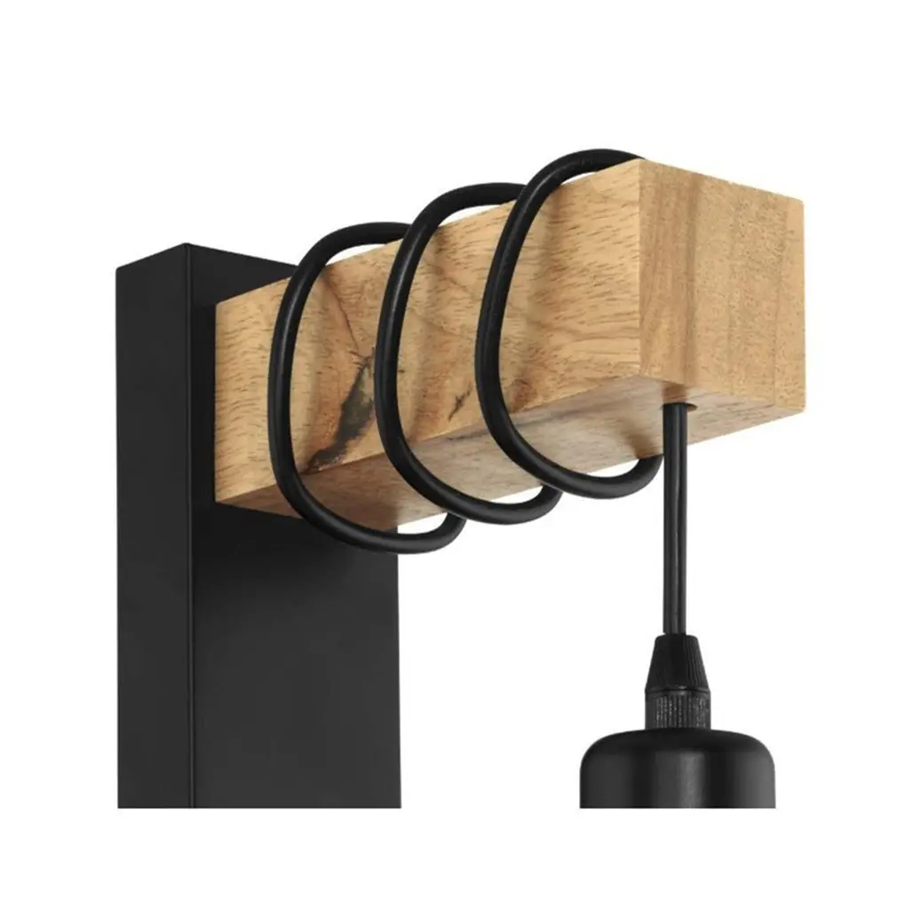 

Iron Wood Nordic Black E27 Wall Light Fixture Lampara Pared Stairs Led Light Lamps For Home Lampara De Pared