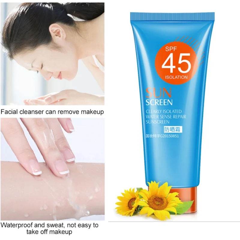 Увлажняющий солнцезащитный крем для тела дышащий чехол дефекты уход за кожей SPF 45