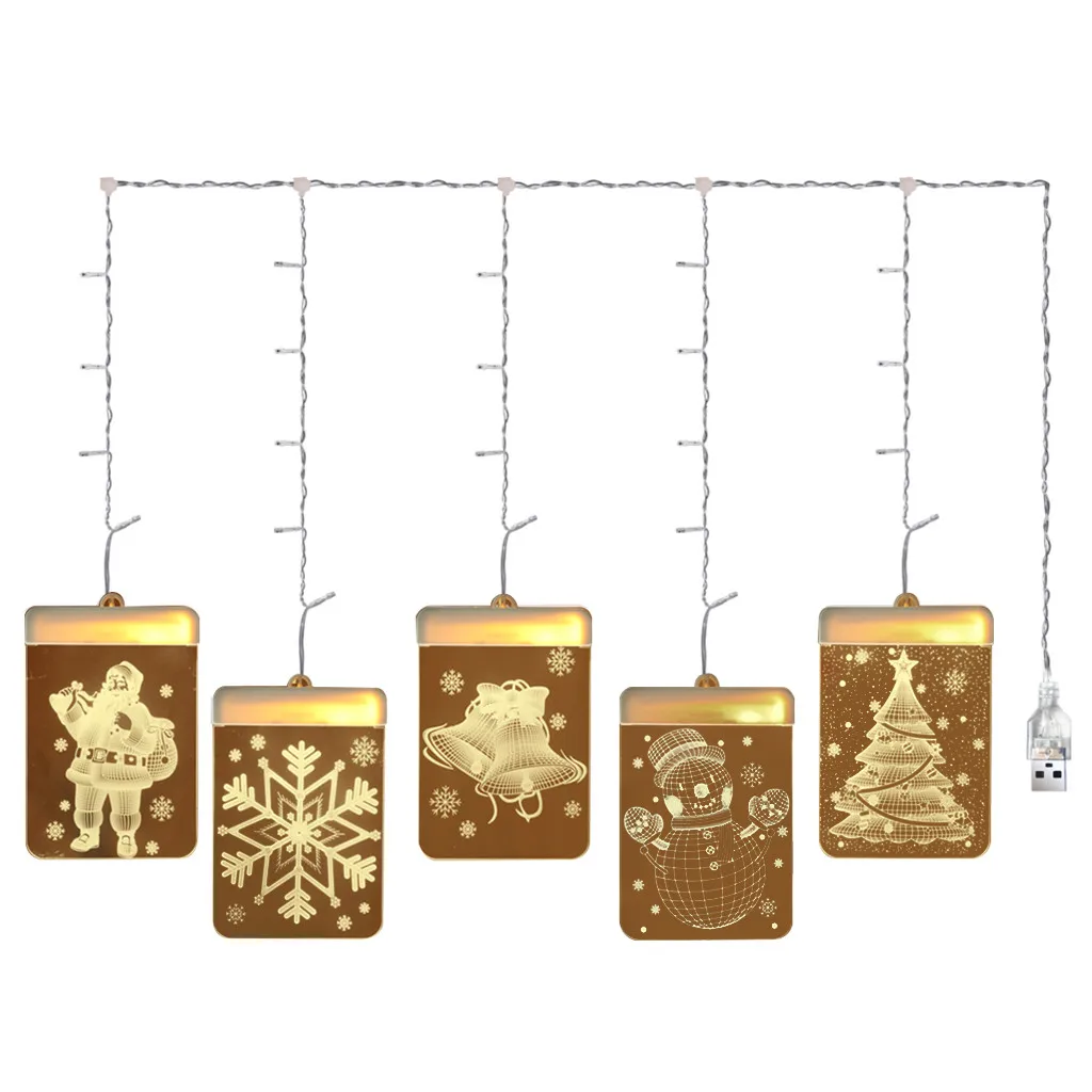 Рождественские декоративные лампы светодиодный ночсветильник с USB 3D акриловые