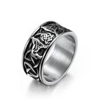 Кольцо из титановой стали в нордическом стиле Мужское, кольцо с кельтским узелком и индивидуальной гравировкой, Подарочная бижутерия