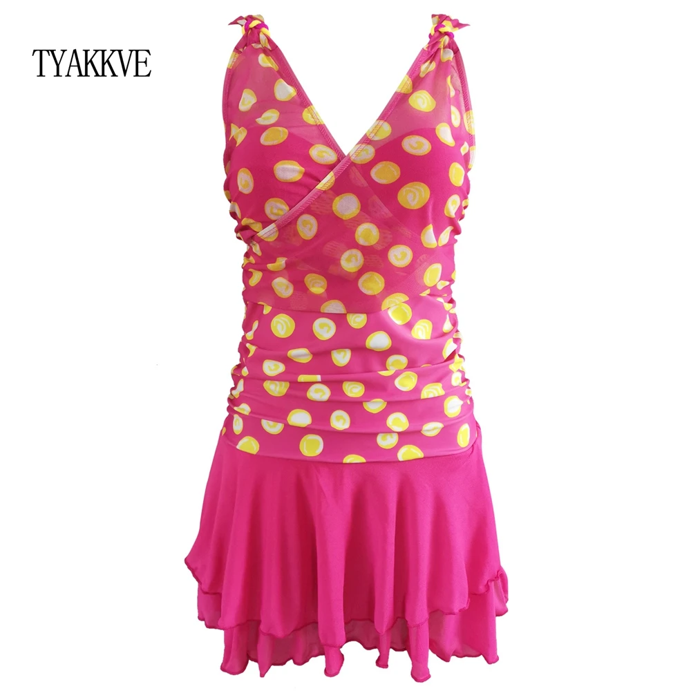 Купальник Танкини в горошек размера плюс Женский винтажный купальник Цельный